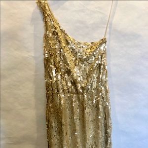 Chelsea & Violet gold sequined one shoulder dress
